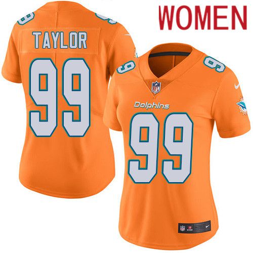 Women Miami Dolphins #99 Jason Taylor Nike Orange Vapor Limited Rush NFL Jersey